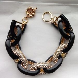 Black/Pave Link Bracelet & lucky necklace